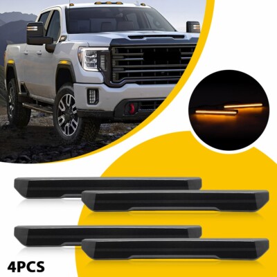 Smoke Lens Amber Side LED Marker Fender Lights for GMC 2020+ Sierra 2500 3500 HD