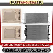Set of 2 Radiator & AC Condenser Cooling Kit for Ford Fusion Lincoln MKZ L4 2.0L