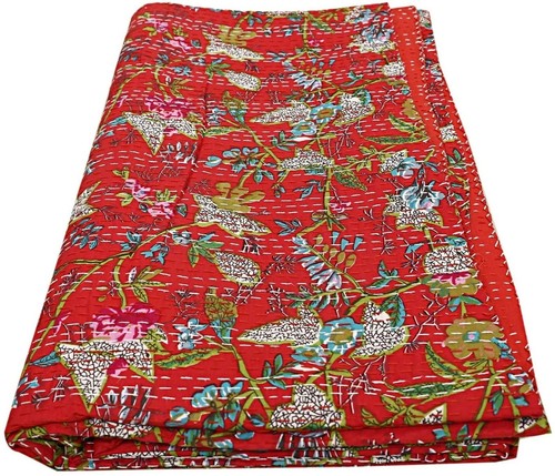 Trapuntino Kantha in cotone con stampa paradiso copriletto kantha - Foto 14 di 20