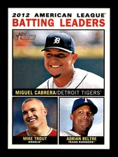 2013 Topps Heritage #8 (Miguel Cabrera / Mike Trout / Adrian Beltre)