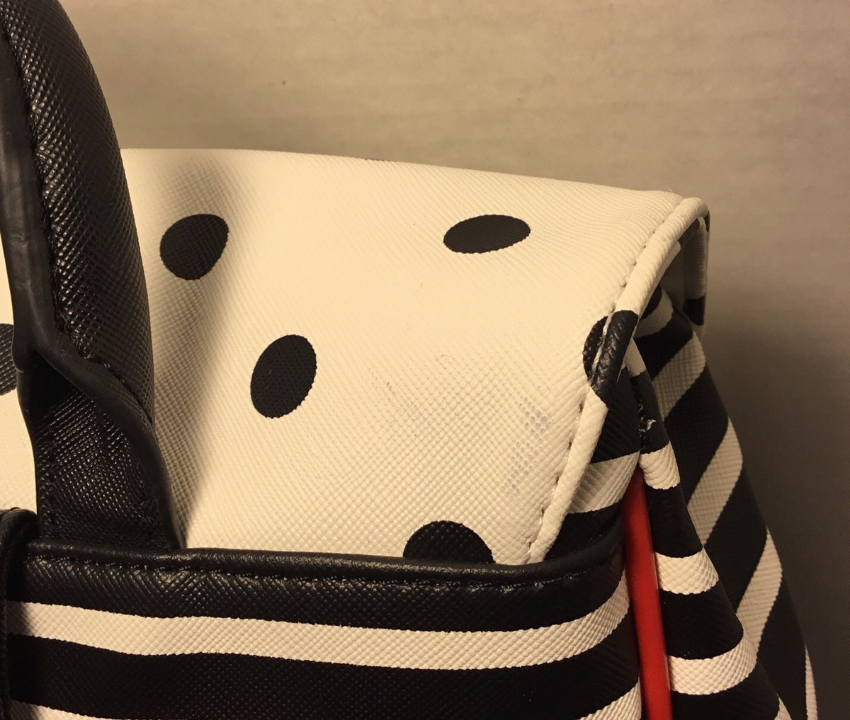 Disney Parks Paris Minnie Mouse black white stripe polkadot backpack Minnie Mouse Exclusive Polka Dot Pearl Mini Backpack | Loungefly main image 3