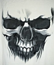 Vintage Y2K Hot Leathers Skull T Shirt XL Mens Graphic Grunge Tee White