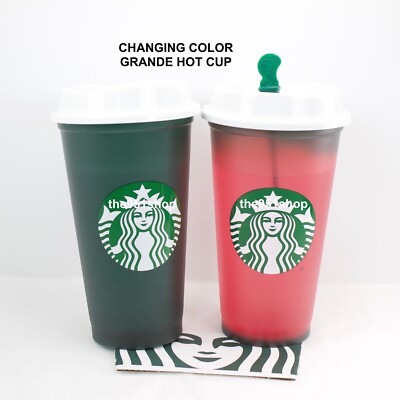 Starbucks 2020 Reusable Changing Color Green and Red Grande Hot Cup | eBay