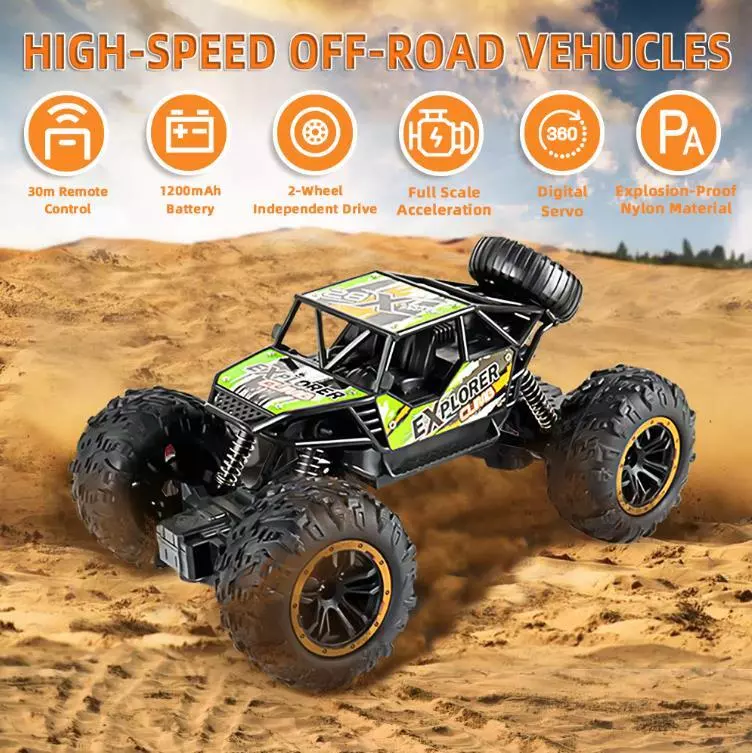 Carrinho de Controle Remoto Grande 4x4 RC Monster Truck Off-Road