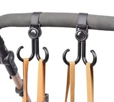 6 Pcs Rotatable Double Hook Baby Stroller Hanger with Adjustable Loop Fastener