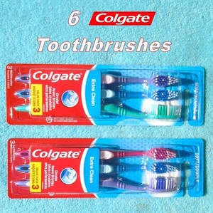 6 COLGATE Extra Clean Toothbrushes Soft Full Head 2 3-Packs - NEW