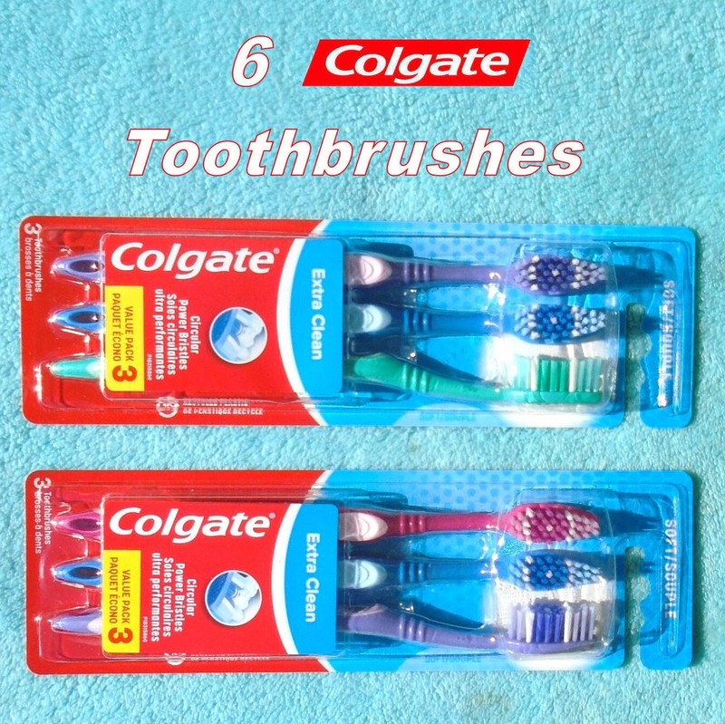 6 COLGATE Extra Clean Toothbrushes Soft Full Head 2 3-Packs - NEW