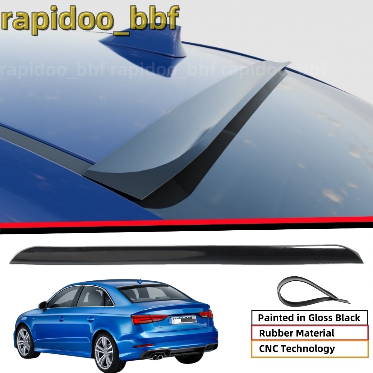 売り切りスタートアウディA3 2015〜2020年 Eddyダウンサス 2015-2020 Audi A3 S3 8V Lower Kick Ducktail Style Rear Window Roof