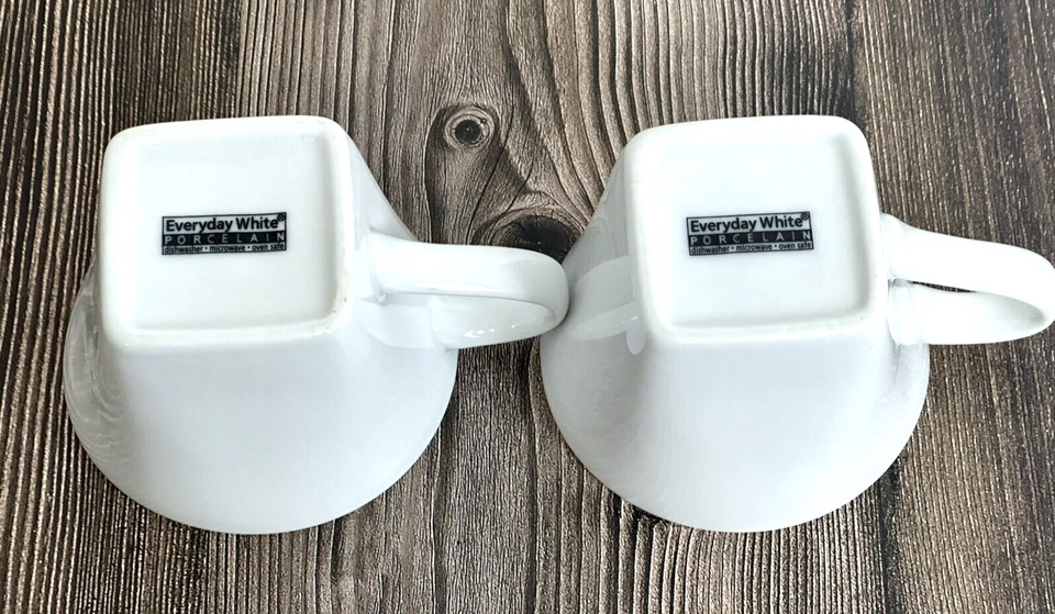 Кофейные кружки каждый день белый фарфор чашки комплект (2) квадратное основание кофейные чашки - Изображение 2 из 4