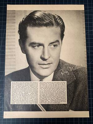 Vintage 1943 Ray Milland Magazine Portrait & Bio