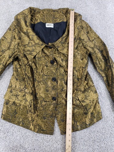 Barbara Bates Vintage 80's Jacket Lace Metallic Gold Large - Picture 3 of 10