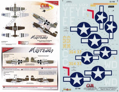 CAM DECALS 1/32 P-51B Mustang 358th FS 355th FG 4th FG 8th AF nose art (USAAF)