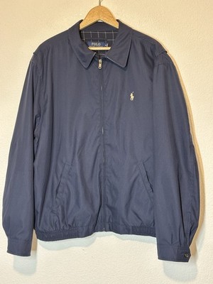 Polo Ralph Lauren Mens Harrington Jacket Sz XLNavy Blue Zip-Up Windbreaker Jo