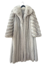 SAGA FOX Real Natural WHITE ARCTIC NORWEGIAN BLUE FOX Fur Coat Full Length 12 M