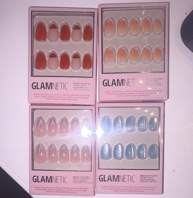 GLAMNETIC Press-On Nails Lot Short Almond/Oval Glitter Winter Storm Subzero