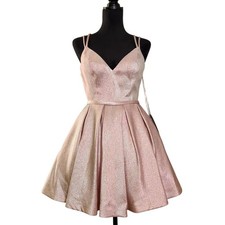 SHERRI HILL NWT Pink Metallic Pleated Dress, Size 4