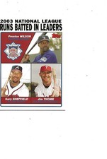 2004 TOPPS 2003 RBI LEADERS WITH JIM THOME AND GARY SHEFFIELD