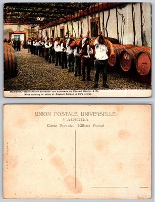 Vintage Madeira Wine Postcard: Borraccheiros at Cossart Gordon & Co.