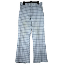 Vintage 60s Sears Kings Road Men's 32x30.5 Blue Plaid Disco Pants Scovill Zip