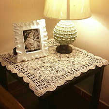 Cotton Handmade Crochet lace Table Runners Square Tablecloth Doilies Doily Table
