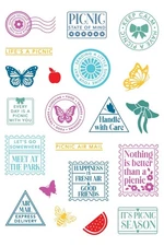 LDRS Creative PICNIC POSTAGE COLLAGE Stamp Set, New