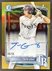 2025 Bowman Draft Taitn Gray Chrome Auto Gold Refractor 1st Prospect #/50 Rays