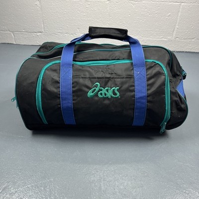 Vintage 90s ASICS Lrg Sports Gym Bag Duffle Blue Teal Black Athletic