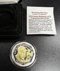Jackie Robinson Anniversary 1 Troy oz .999 Silver Coin Gold Highlight w/Box COA