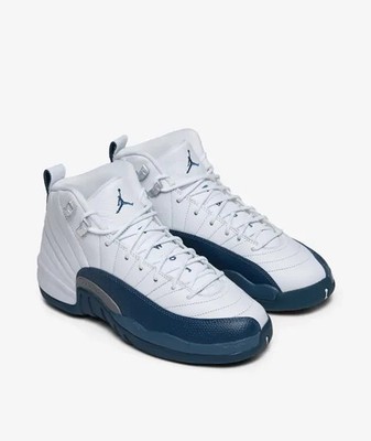 Nike Kids' Air Jordan 12 Retro French Blue Shoes, White/Blue, Size 4Y, No Lid