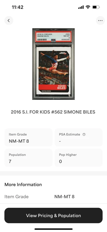SIMONE BILES RARE UNITED STATES OLYMPICS SI FOR KIDS 2016 USA GYMNASTICS PSA 8 - Image 3 of 3