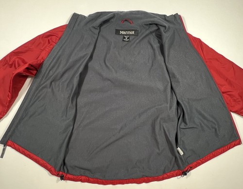 MARMOT Mens M Red Gray Fleece Lined Full Zip Windbreaker Jacket Outdoor Hiking - Picture 8 of 13