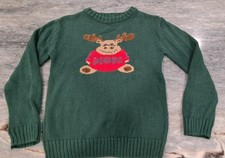 Vintage Green Kids Class Club Chubby Moose Sweater Size 7
