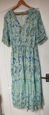 WHITE STUFF Ivory/Aqua Multi 'Jamelia' Midi Dress, Size 16, Smocking, Pockets