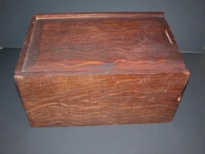 Primitive Antique 19thC American Folk Art Grain Painted Slide Top Wood Box NH