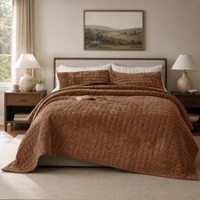 Quilt Set Oversized King Size 120x120 Luxurious Velvet Bedding Sets with 2 Pi...