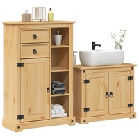 Zweiteiliges BadmöBel-Set Badezimmer Corona Massivholz Kiefer
