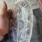 Clear Pressed Glass Oval 2-Compartment Relish Dish, Starburst Pattern — photo 2