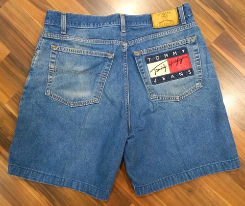 Vintage 90's Tommy Hilfiger Denim Jean Shorts Big Flag Mens 36 Blue Freedom