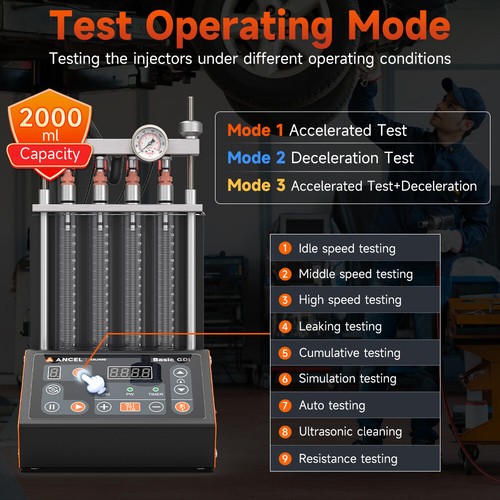 ANCEL ANJ400 Ultrasonic Fuel Injector Tester Cleaner Injecting Flow Test Machine - Picture 8 of 16