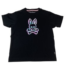 Kids Psycho Bunny Black Short Sleeve T Shirt Graphic Print Size 5/6 XS