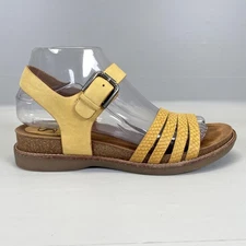 Sofft Brinda Sandals Womens Size 7 M Yellow Leather Strappy Slingback Shoes