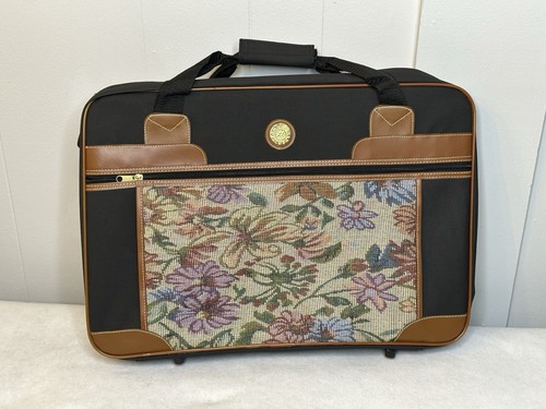Borsa da viaggio vintage Aude Falbert ricamata floreale weekend