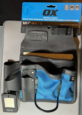 Ox Tools 10-Pocket Leather & Nylon Drywaller's Tool Pouch Made With Kevlar