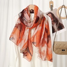 Large Luxury Organza Silk Scarf Elegant Wrap Headscarf For Women Hijab