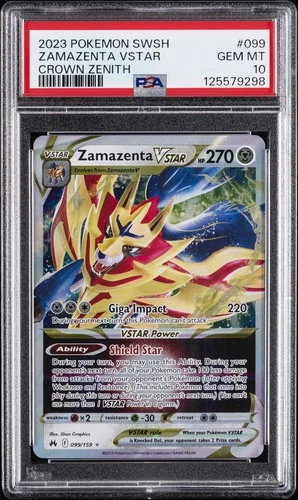 2023 POKEMON SWORD & SHIELD CROWN ZENITH #099 ZAMAZENTA VSTAR PSA 10
