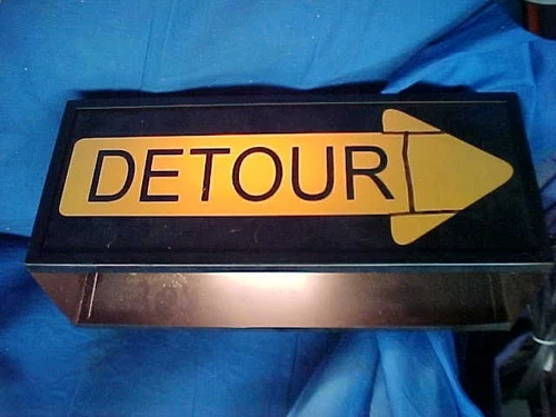 Original DETOUR Metal ILLUMINATED SIGN Works 12 x 4