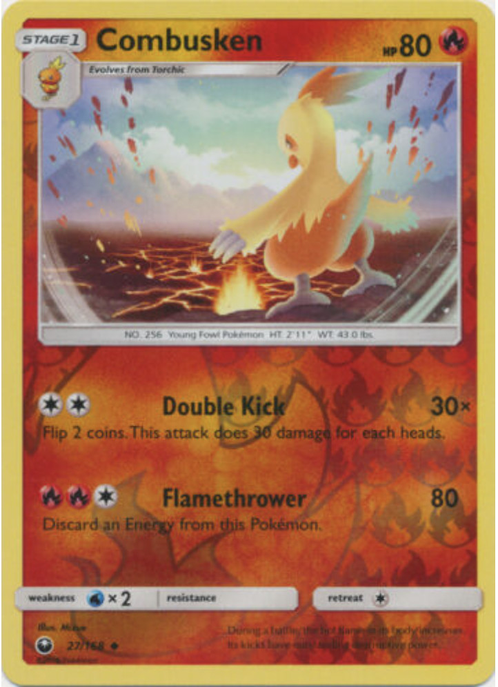 Pokemon - SM7 Celestial Storm -  Combusken - 27/168 - Uncommon - Rev Holo - NM/M