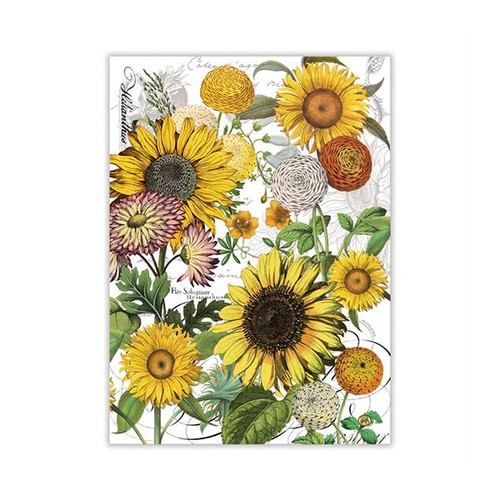 Michel Design Works Sunflower Dahlia Marigold Natural Woven Cotton Kitchen Towel - Picture 2 of 3