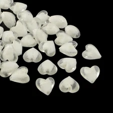 4 Glow In The Dark Glass Beads 16mm Lampwork White Jewelry Making Heart Supplies