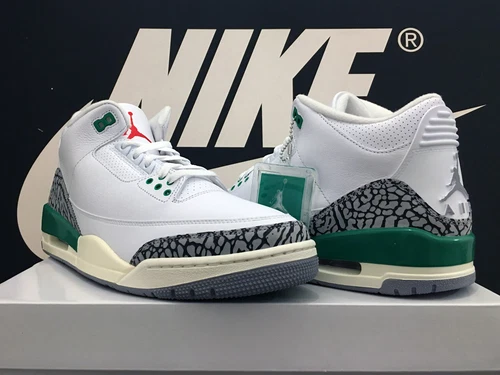 DS 2023 AIR JORDAN 3 RETRO UK9 EU44 LUCKY GREEN III BRED PINE SB 1 4 11 OG RARE